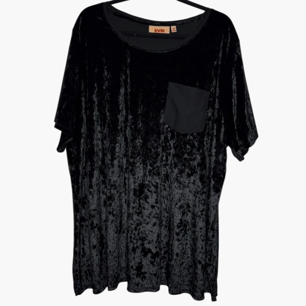 NWT | EVRI | Black Velvet-Like Pocket Tee | Size 3X | EUC